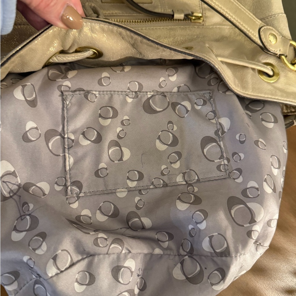 Coach Metallic Beige Poppy Shoulder Bag with Gold Hardware - Picture 14 of 16